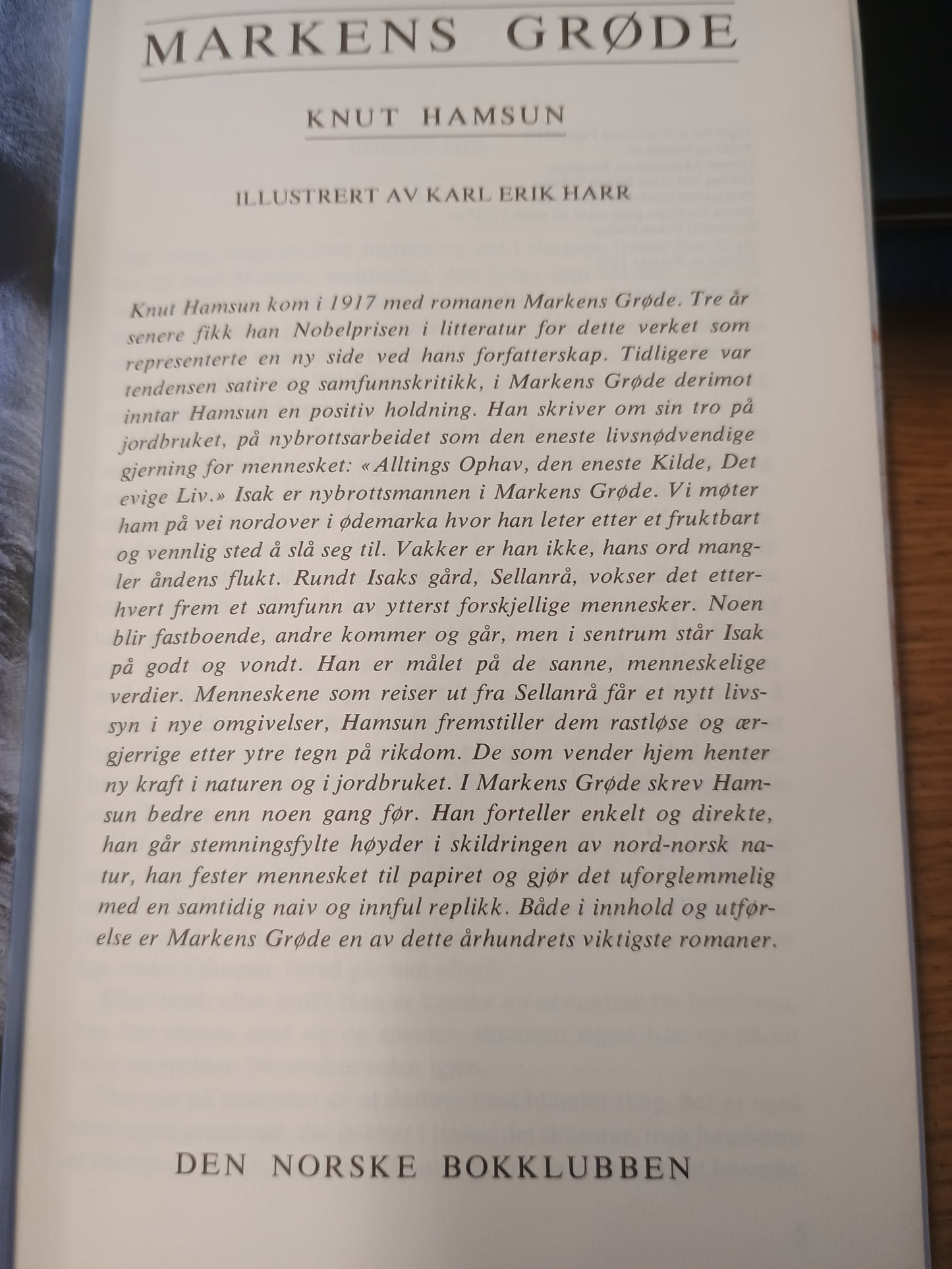 Markens Grøde, Knut Hamsun