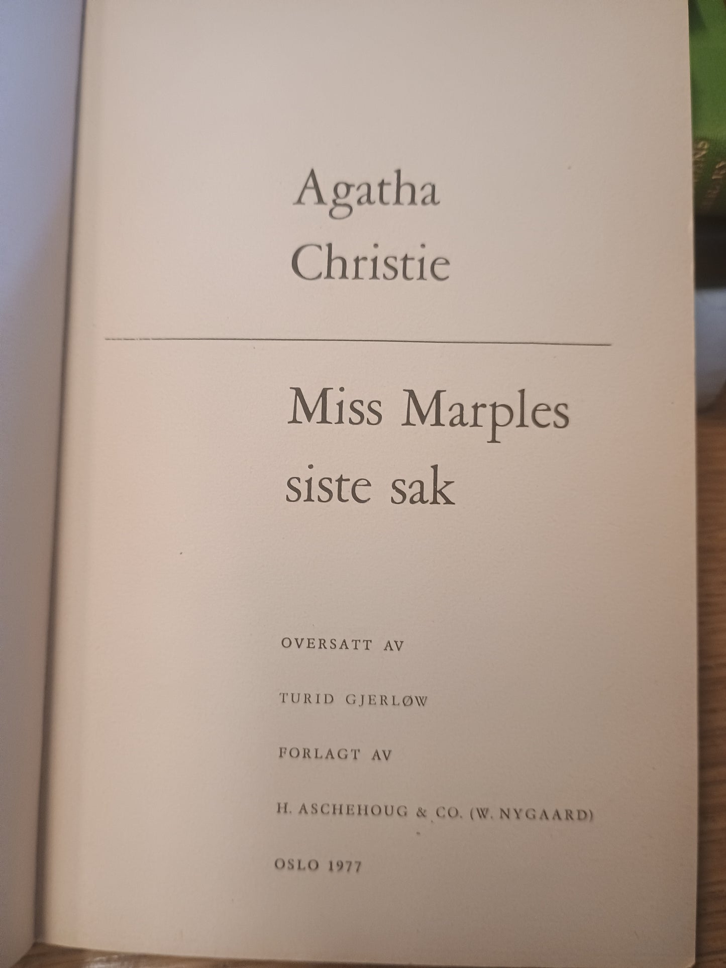 Miss Marples siste sak, Agatha Christie