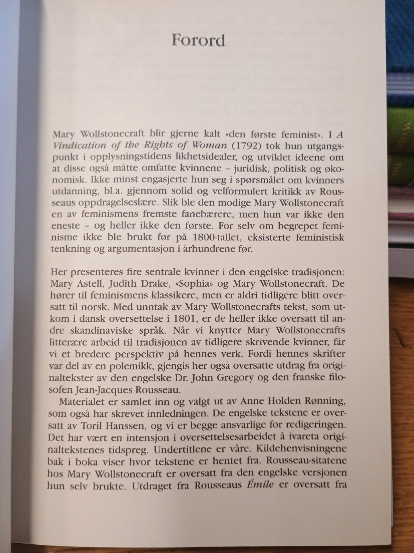 Feminismens klassikere, Anne H. Rønning og Toril Hanssen (red.)