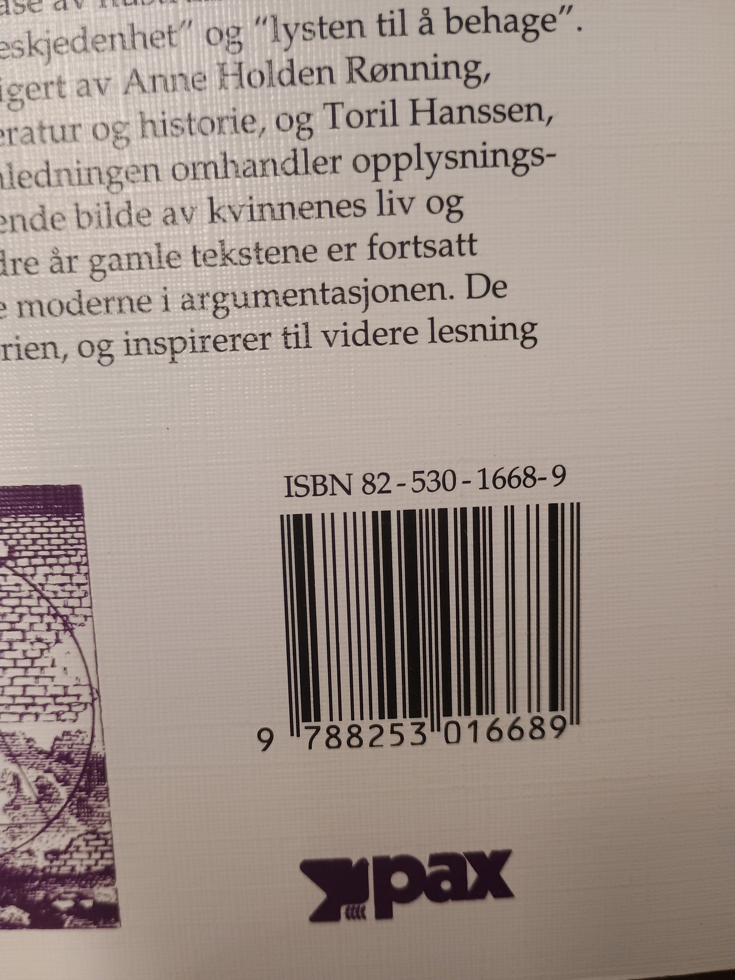 Feminismens klassikere, Anne H. Rønning og Toril Hanssen (red.)
