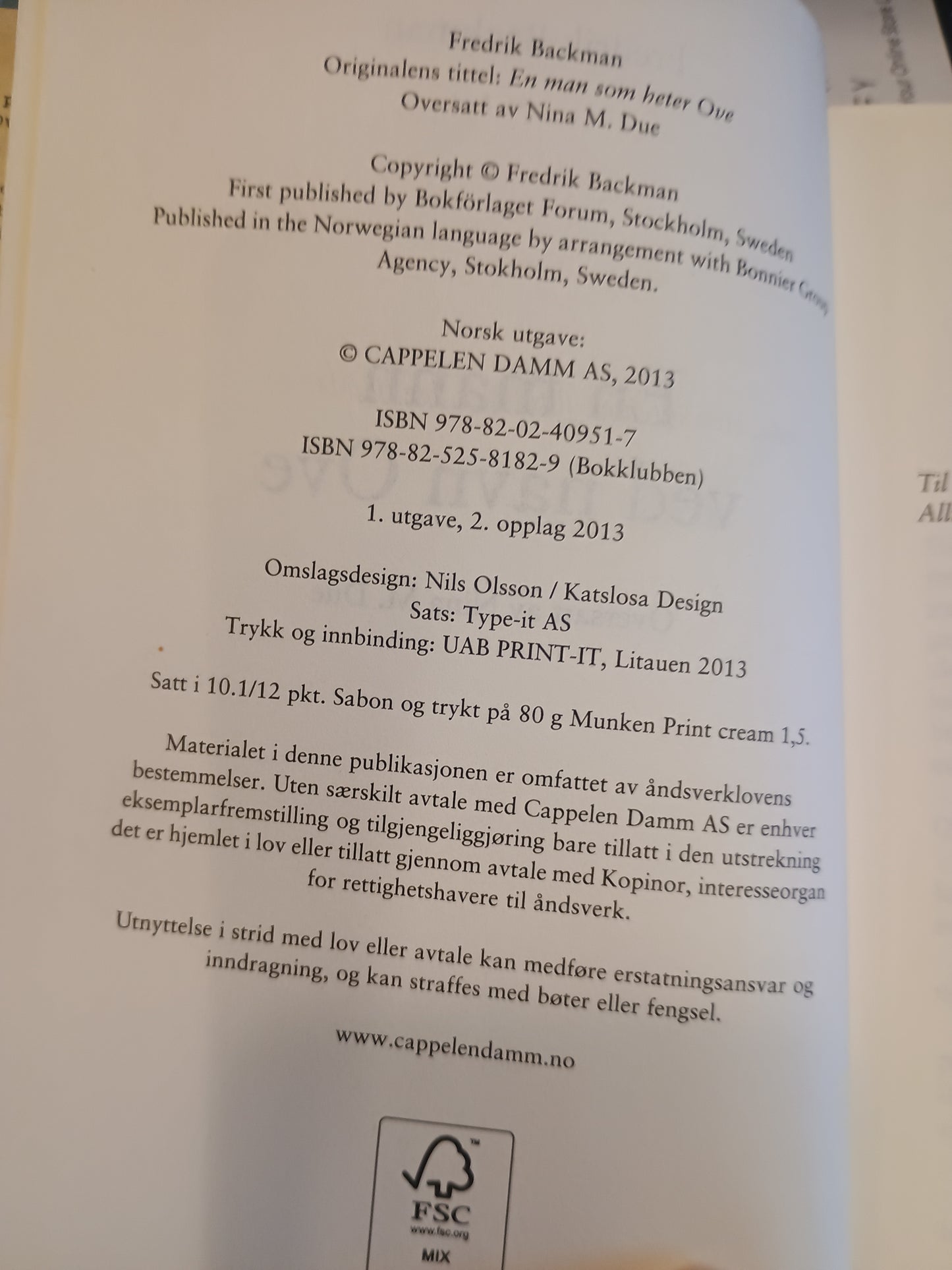 En mann ved navn Ove, Fredrik Backman