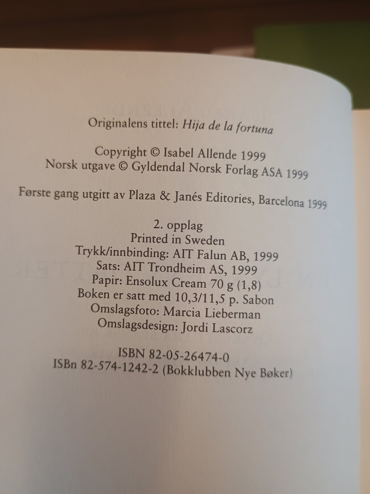 En lykkens datter, Isabel Allende