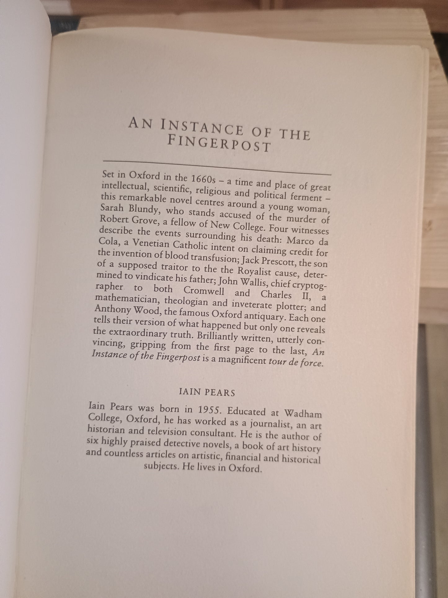 An Instance of the Finger post, Iain Pears