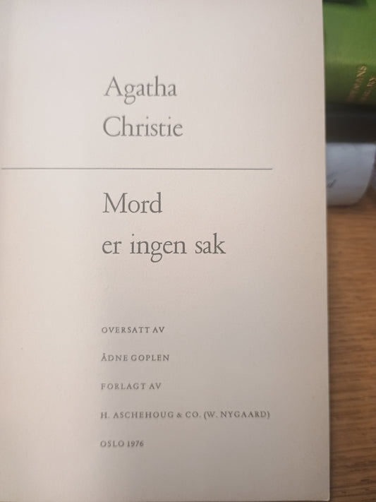 Mord er ingen sak, Agatha Christie
