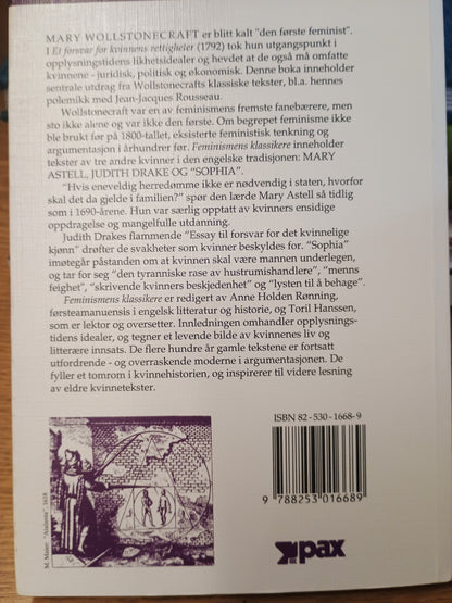 Feminismens klassikere, Anne H. Rønning og Toril Hanssen (red.)