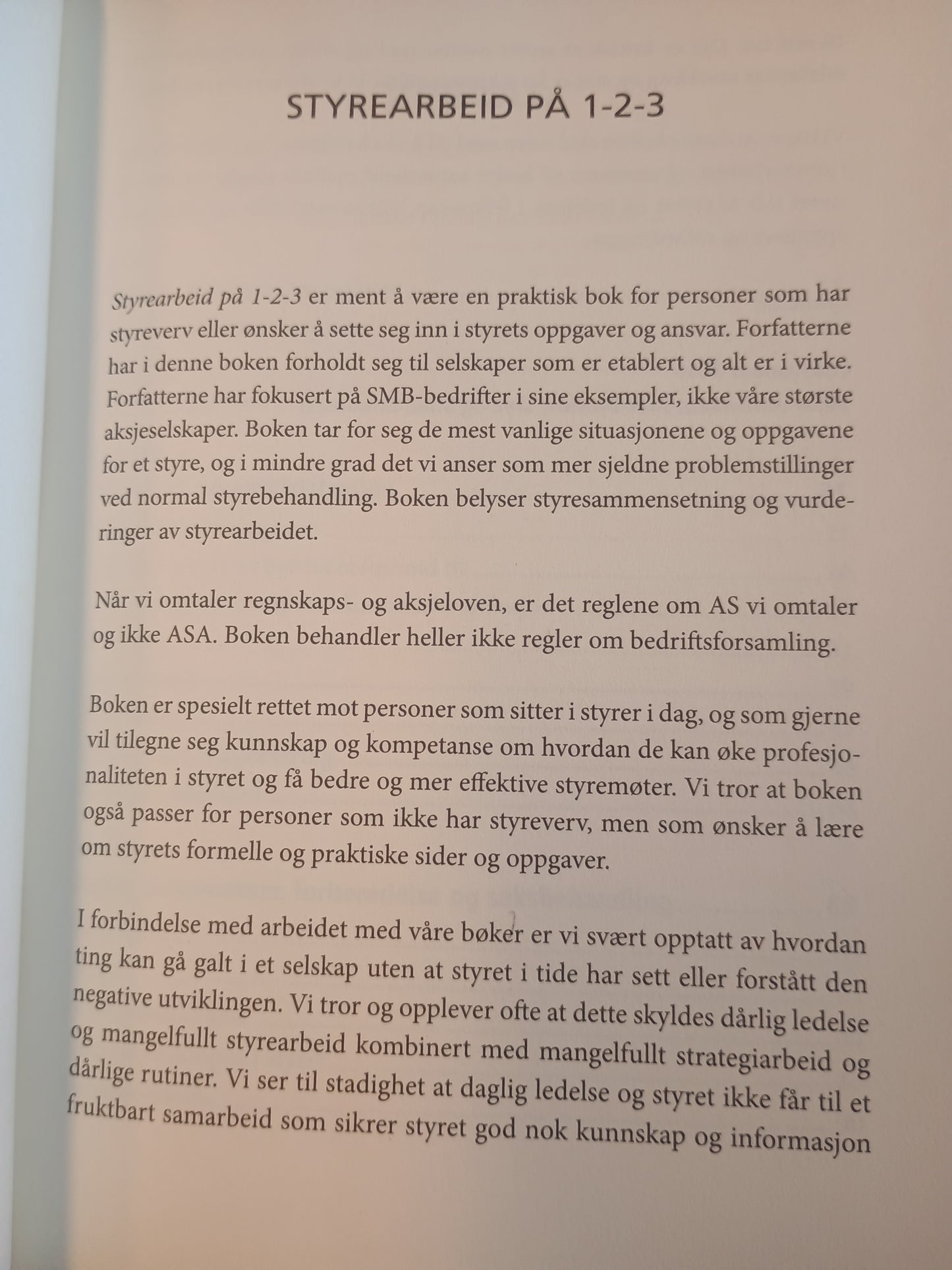 Styrearbeid på 1-2-3, Grunninnføring i styrearbeid, V. Andersen, E. B. Dye og S. Simonsen