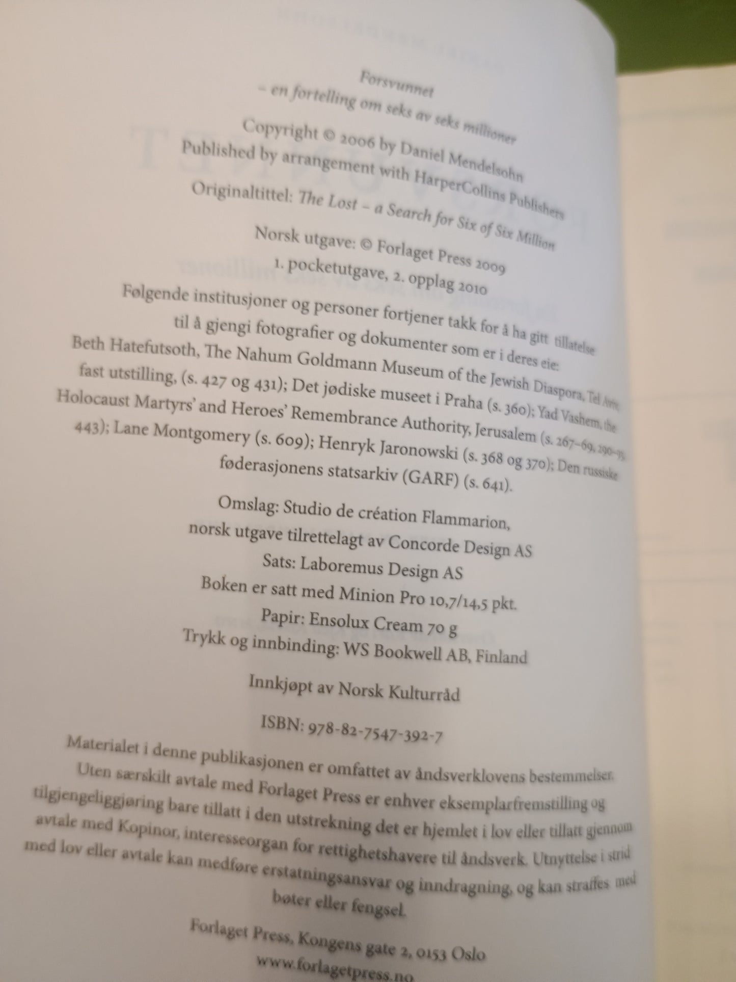 Forsvunnet, Daniel Mendelsohn