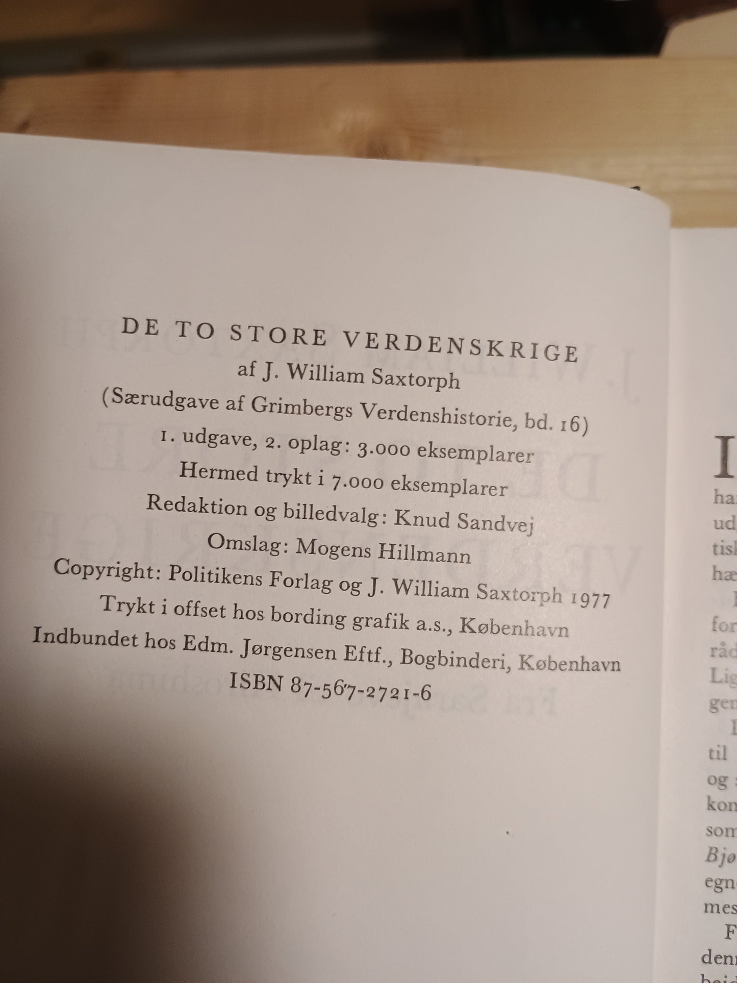 De to store verdenskrige, J. William Saxtorph