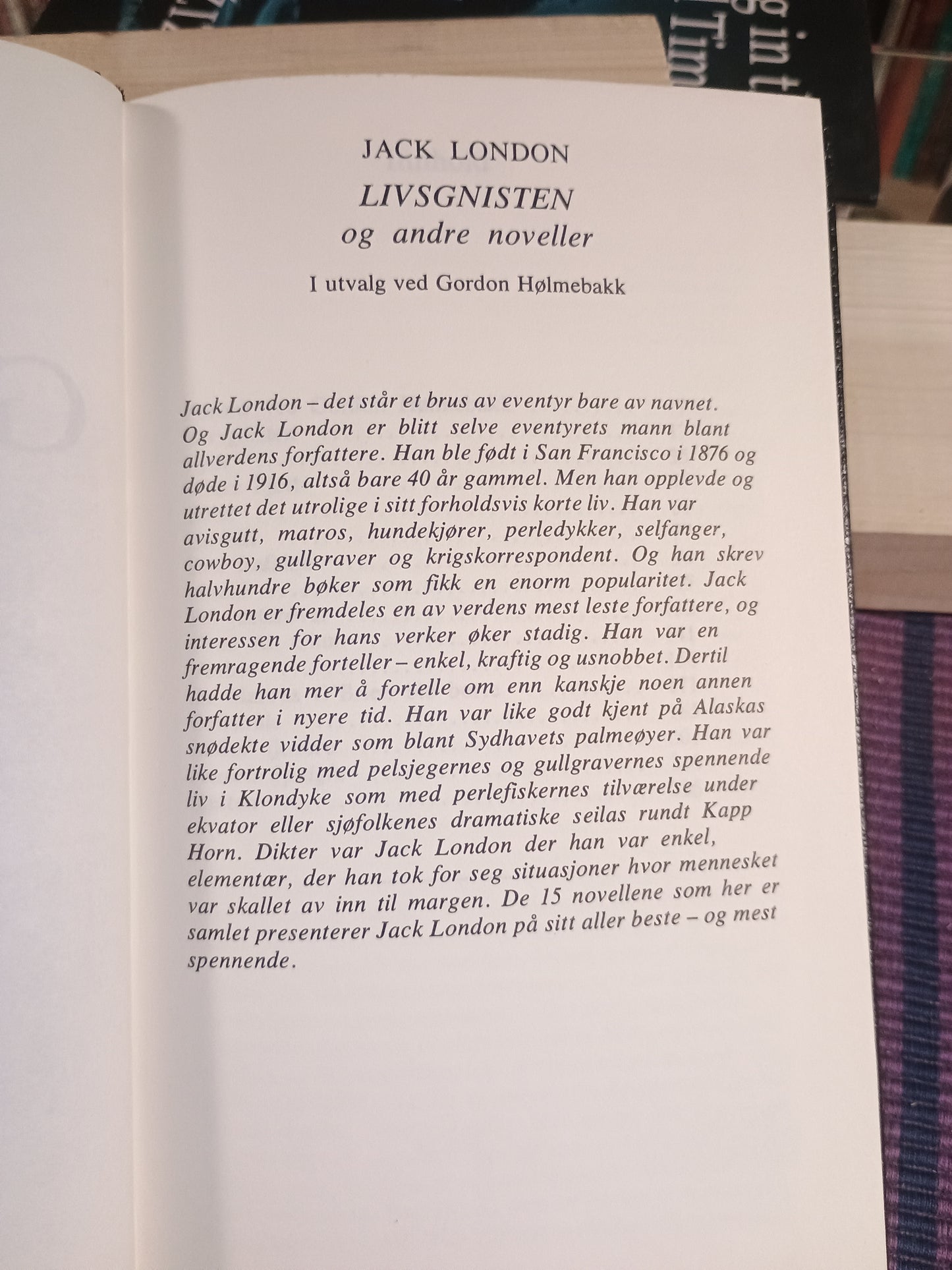 Livsgnisten og andre noveller, Jack London