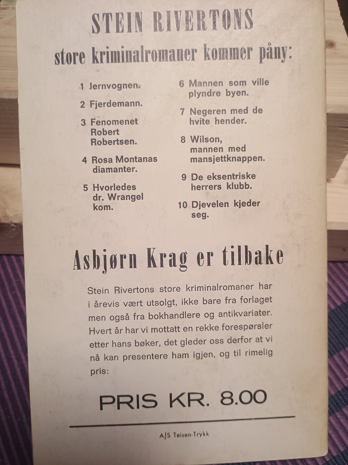 Djevelen kjeder seg, Stein Riverton