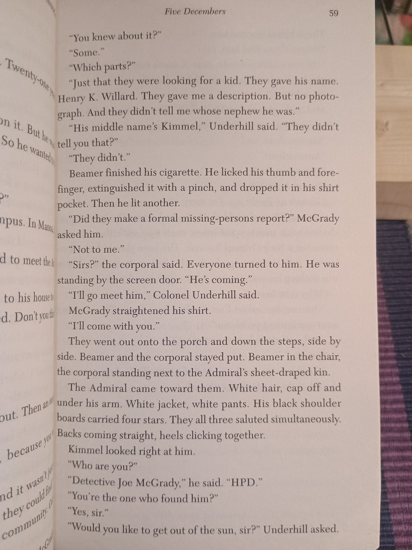 Five decembers, James Kestrel