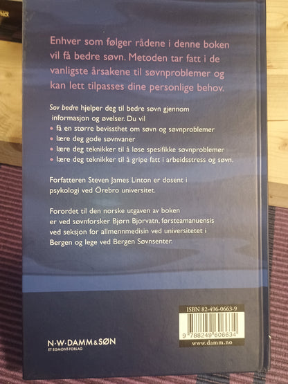 Sov bedre: Åtte trinn til bedre søvn: Steven James Linton