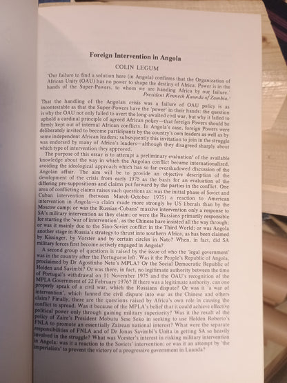 After Angola: The War Over Southern Africa, C. Legum og T. Hodges