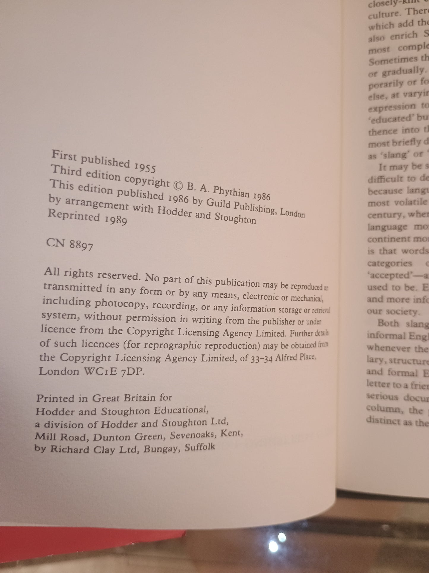 A concise dictionary of English Slang, B. A. Phythian