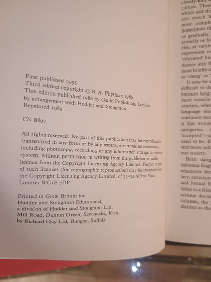 A concise dictionary of English Slang, B. A. Phythian