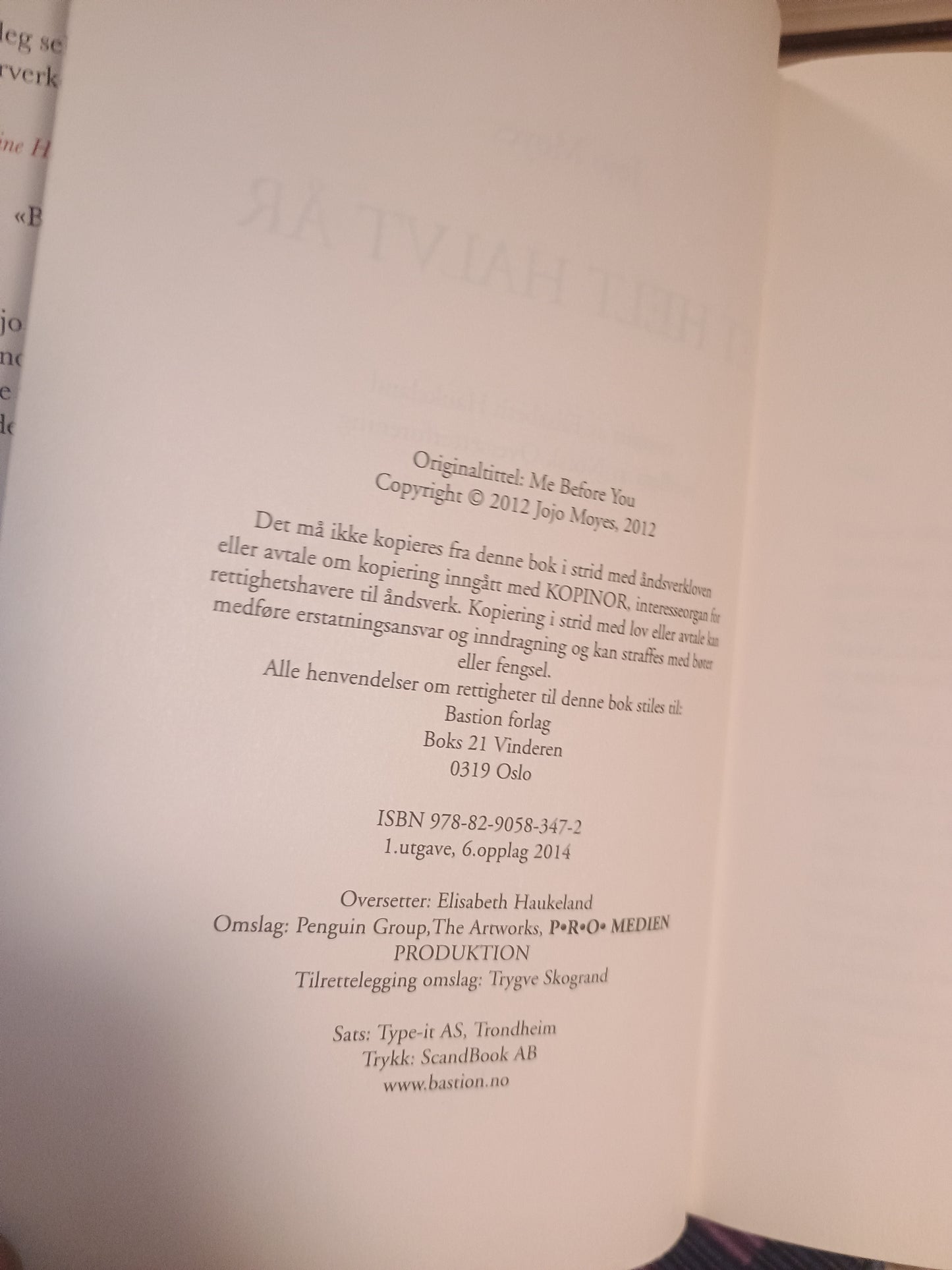 Et helt halvt år, Jojo Moyes