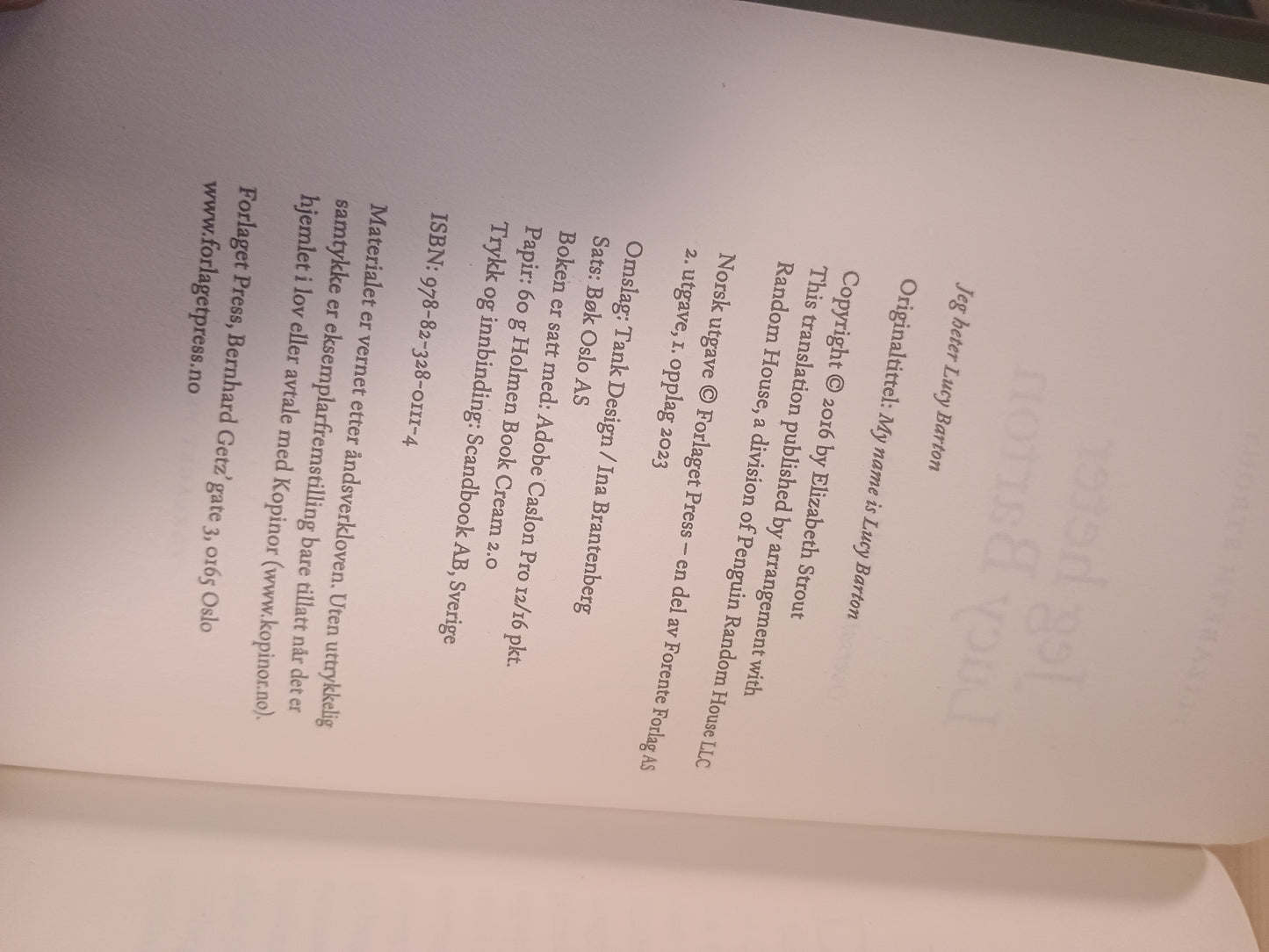 Jeg heter Lucy Barton, Elizabeth Strout