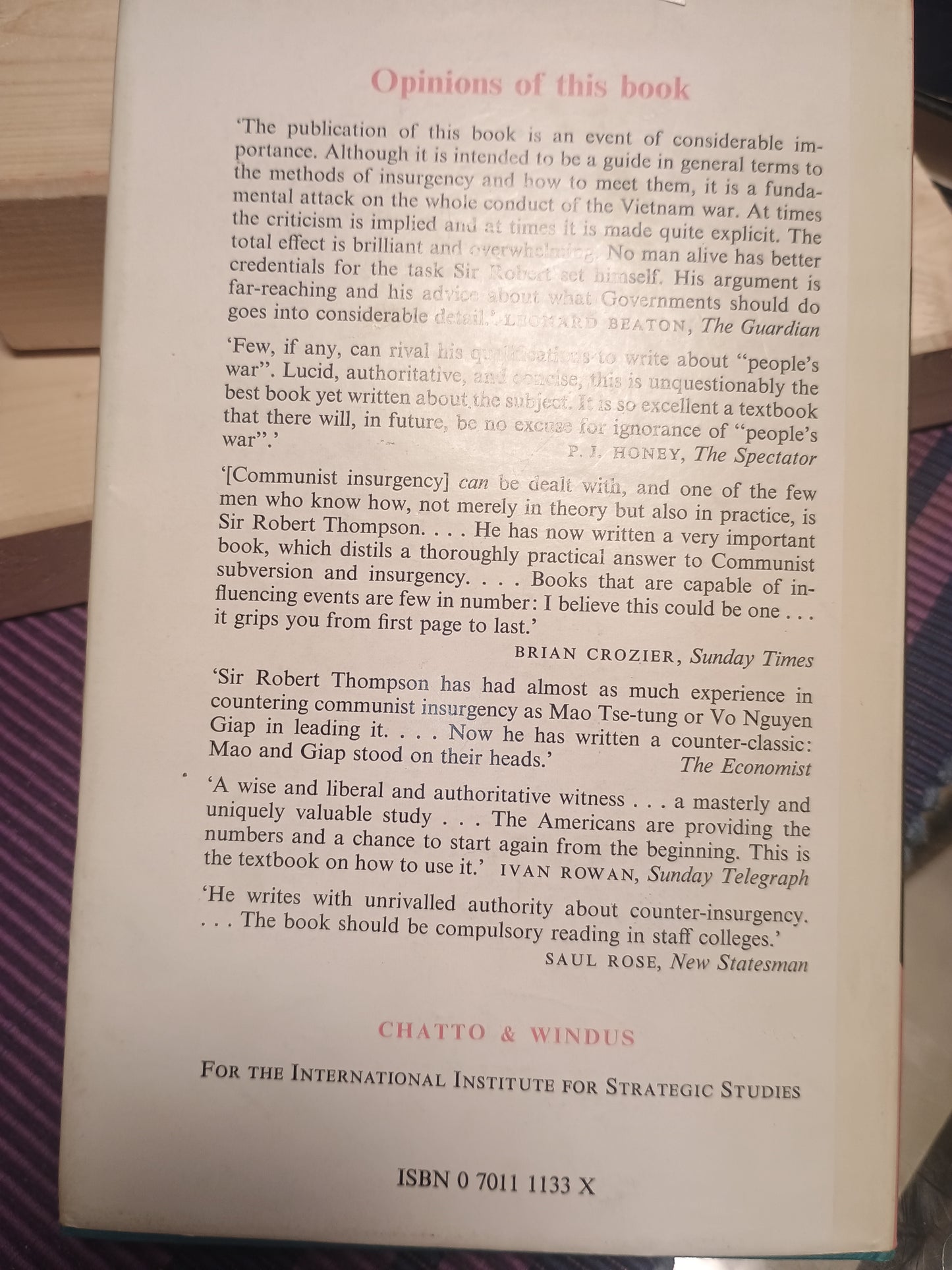 Defeating Communist Insurgency, Sir Robert Thompson