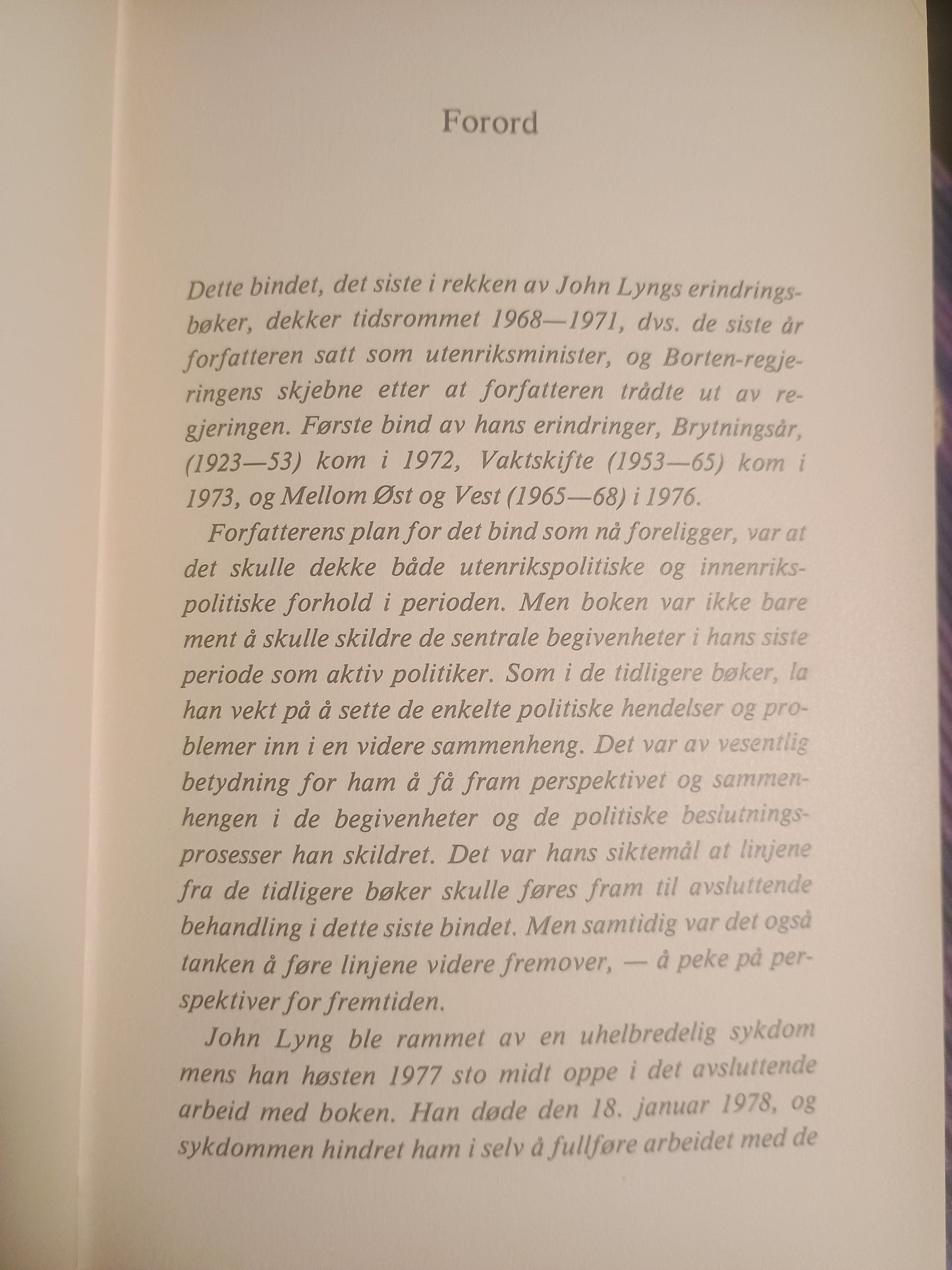 Fra borgerfred til politisk blåmandag, John Lyng