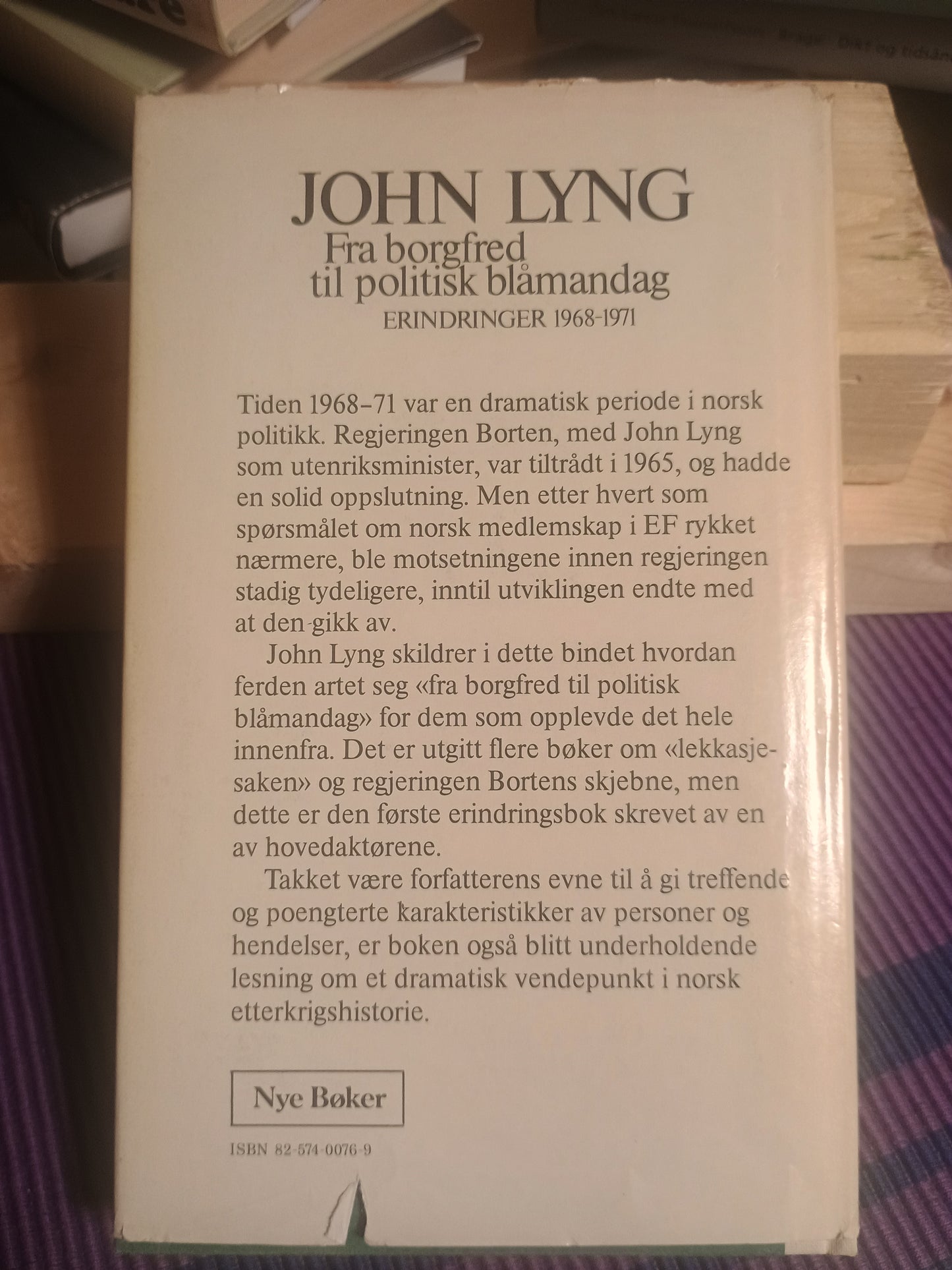 Fra borgerfred til politisk blåmandag, John Lyng