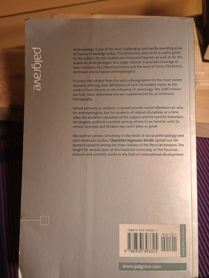 Palgrsve dictionary of anthropology, Charlotte Seymour-Smith