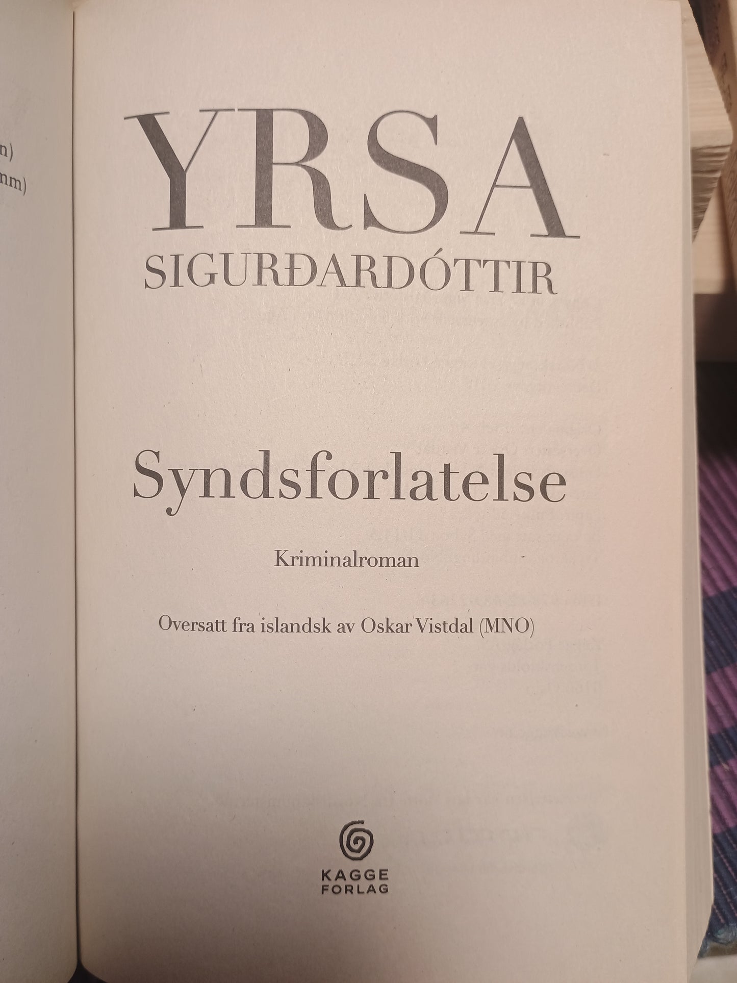 Syndsforlatelse, Yrsa Sigurdardóttir