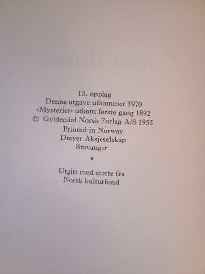Mysteriet, Knut Hamsun