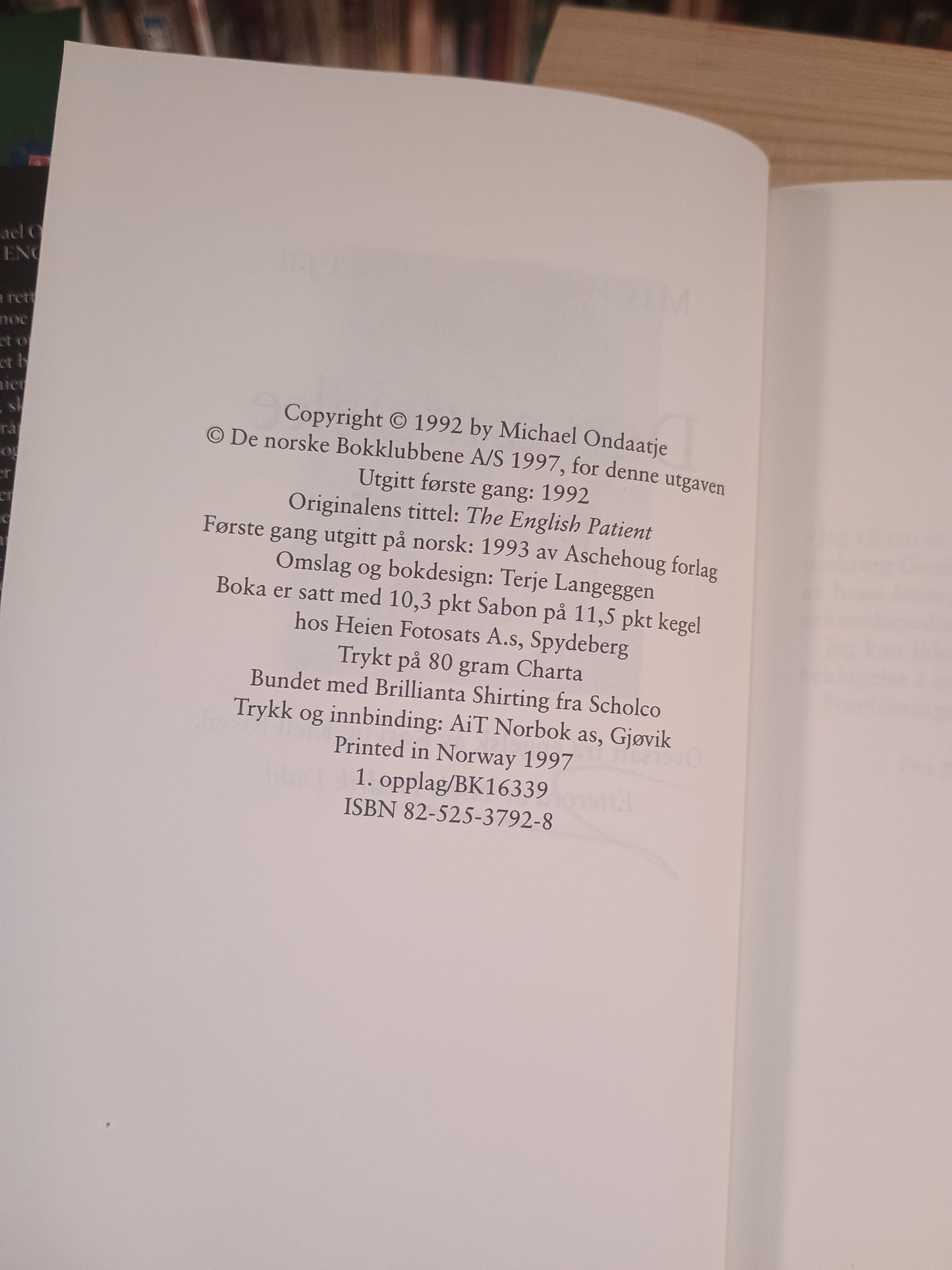 Den engelske pasient, Michael Ondaatje