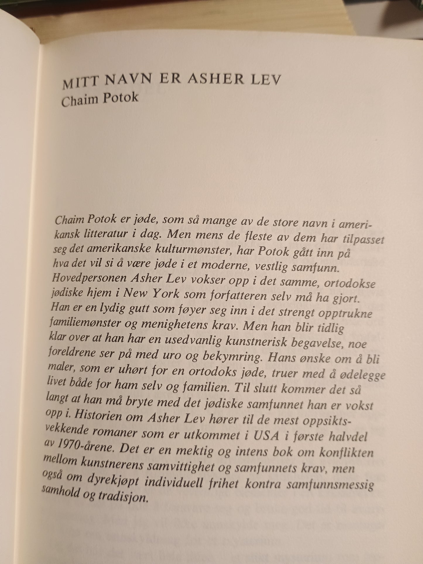 Mitt navn er Asher Lev, Chaim Potok