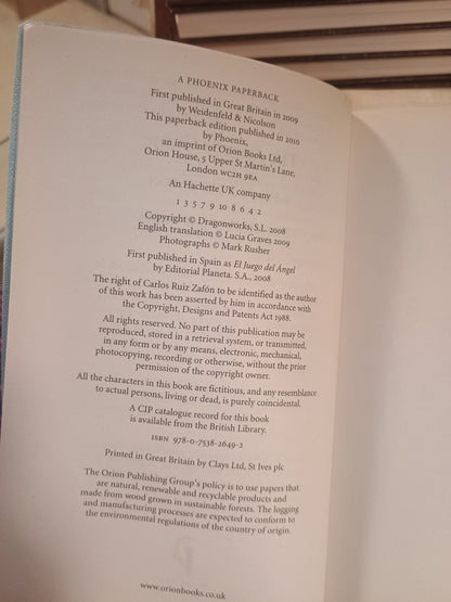 The Angel's Game, Carlos Ruiz Zafón