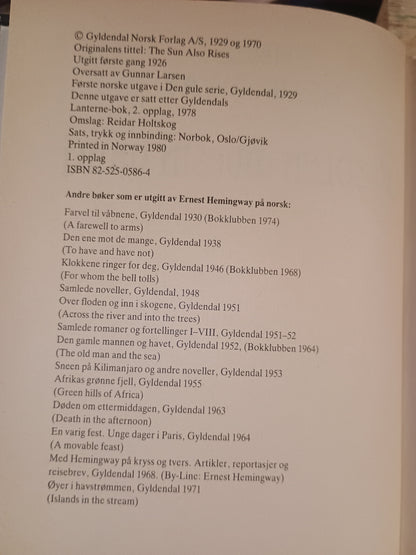 Og solen går sin gang, Ernest Hemingway